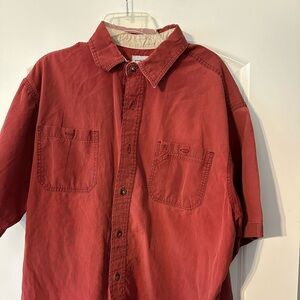 Men’s Carhartt Short Sleeve Button Down Shirt Red XXL